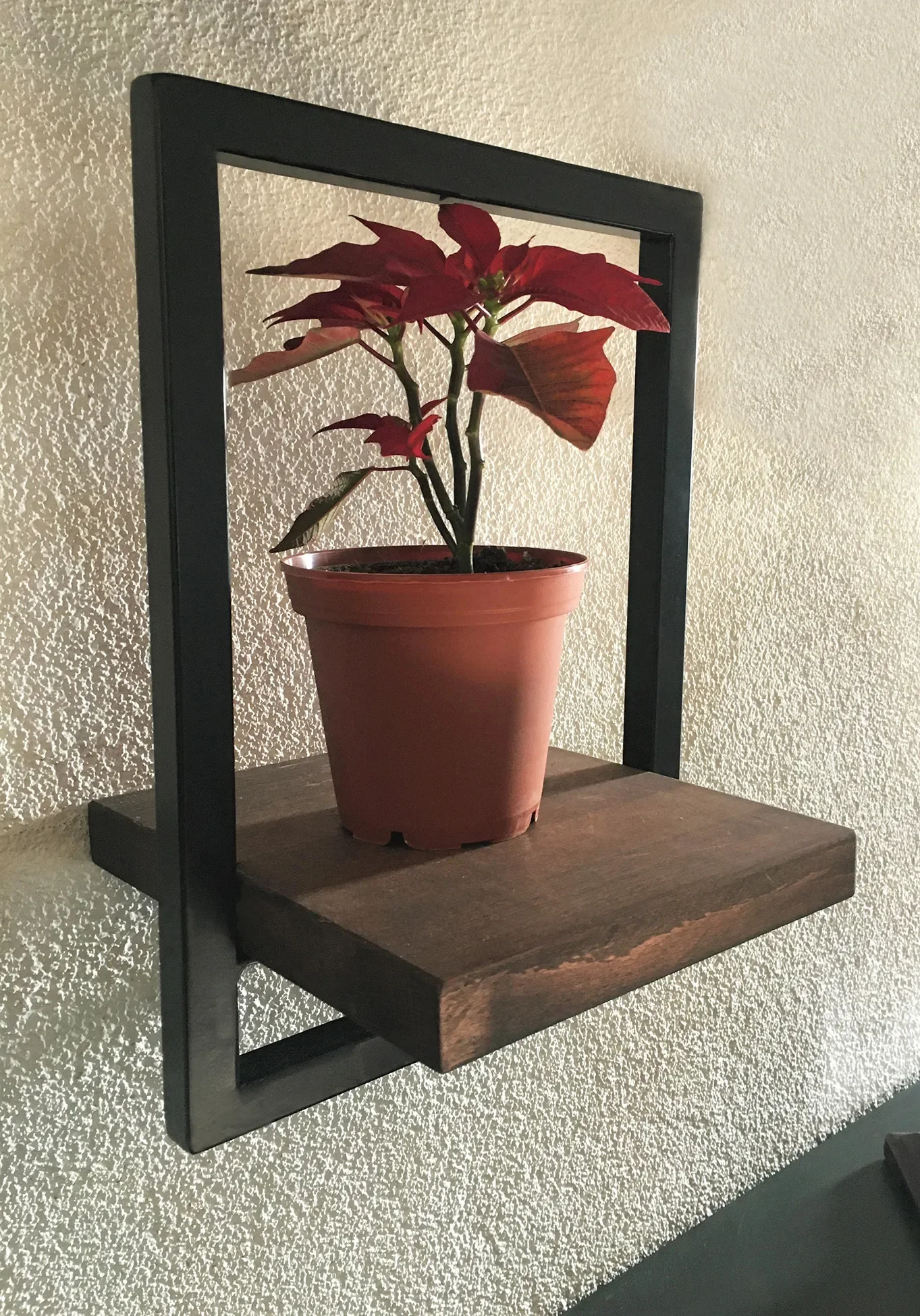 Woody Black Color Metal and Solid Wood 10 inch Wall Shelf -An Extra 5% off