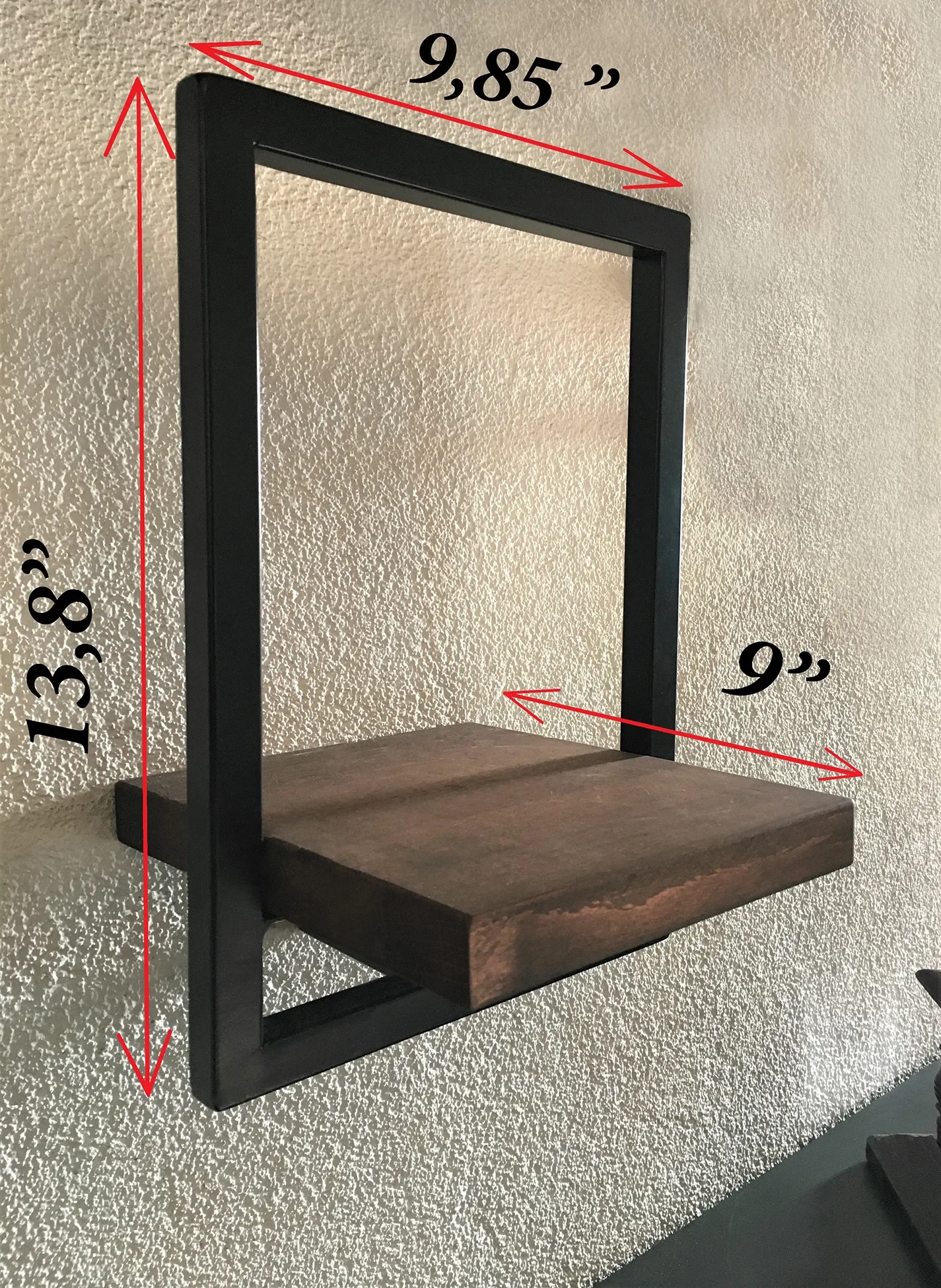 Woody Black Color Metal and Solid Wood 10 inch Wall Shelf -An Extra 5% off
