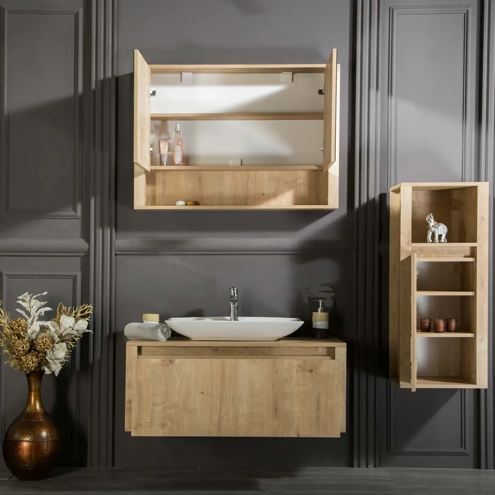 Oak Linen Cabinet - Atlanta 39'' Bathroom Storage - VanitySale