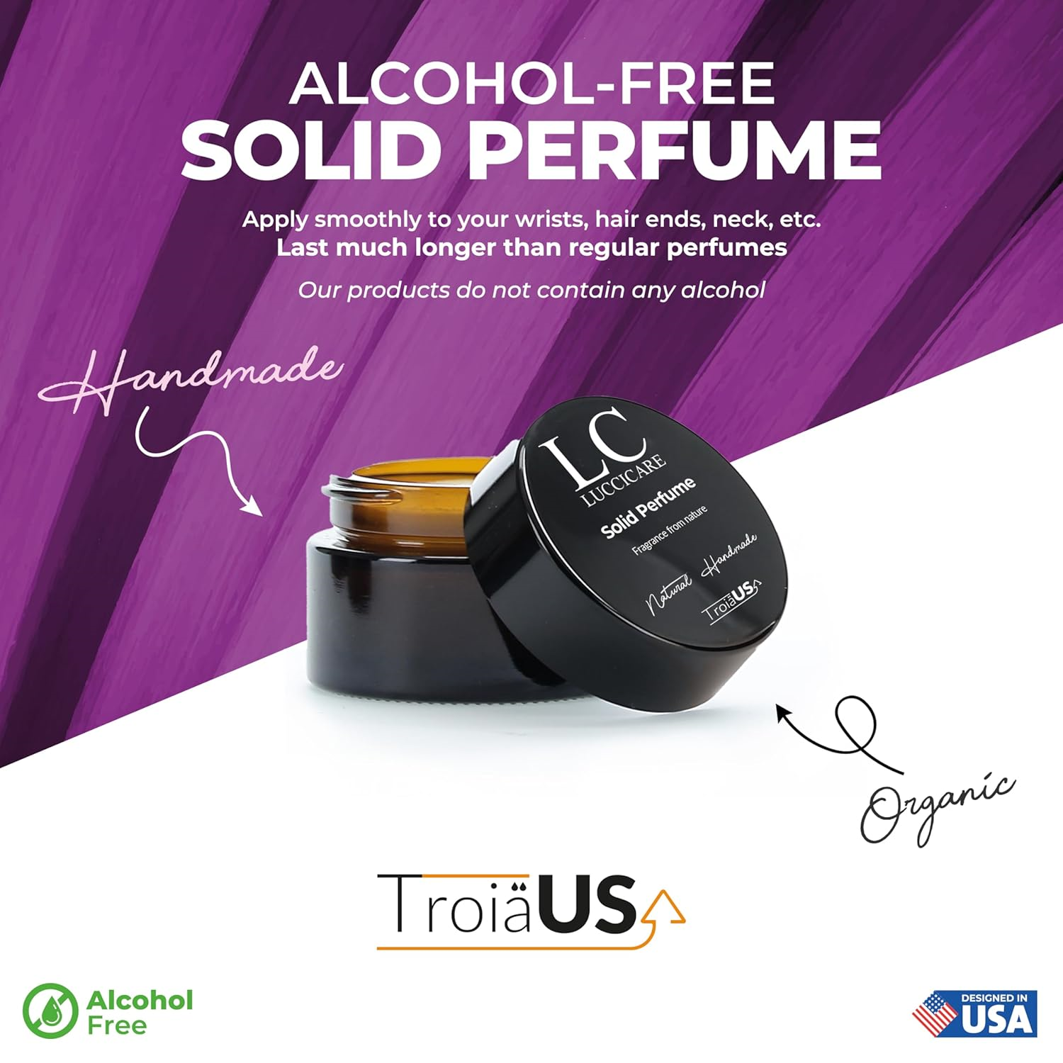 Fresia 0.5oz (15g)  Solid Perfume – TROIA US Handmade Wax Perfume for Women, Travel Size, Portable Fragrance