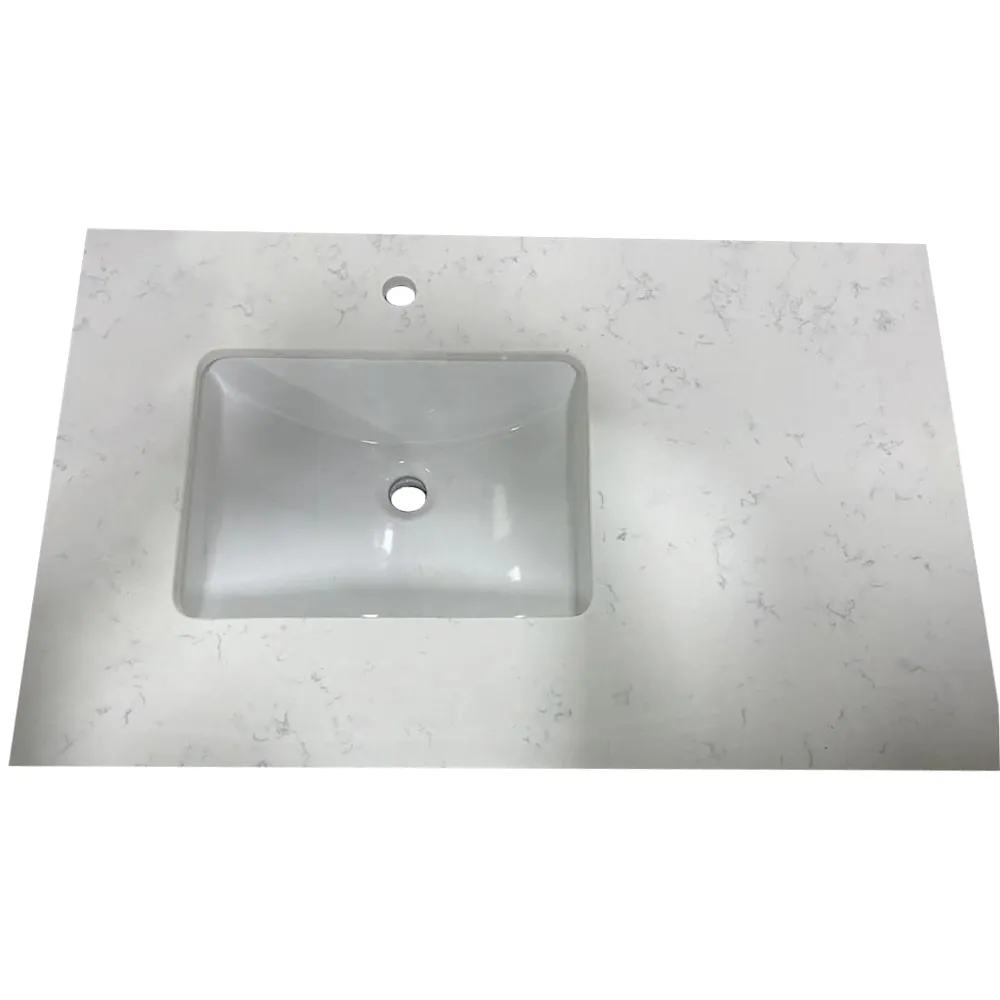 Tile & Top 25'' Granite Single Vanity Top with Sink and 3 Faucet Holes