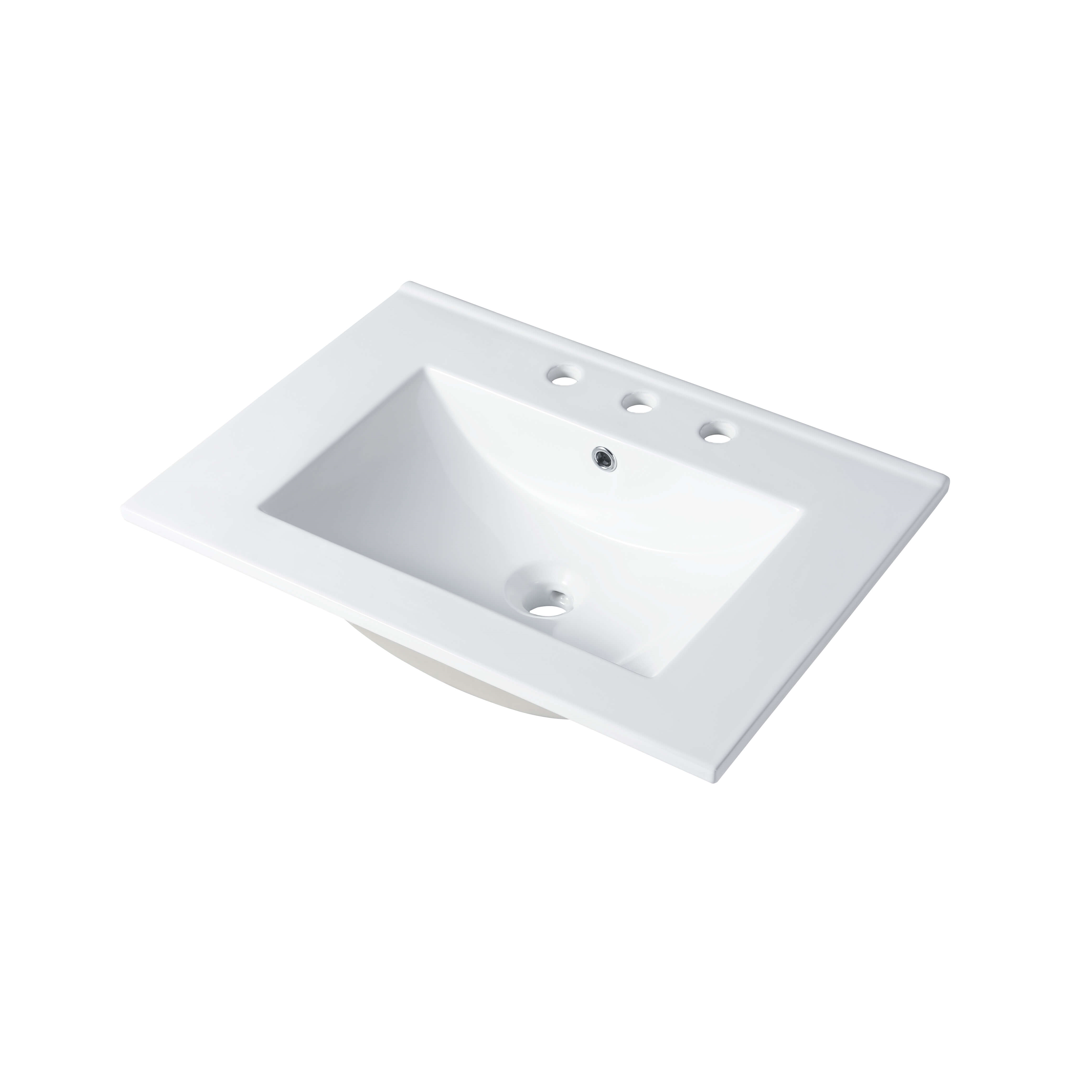 Rectangular Ceramic Basin 24”x18” - Top-Mount, Three Holes, 8” Spread, cUPC Certified
