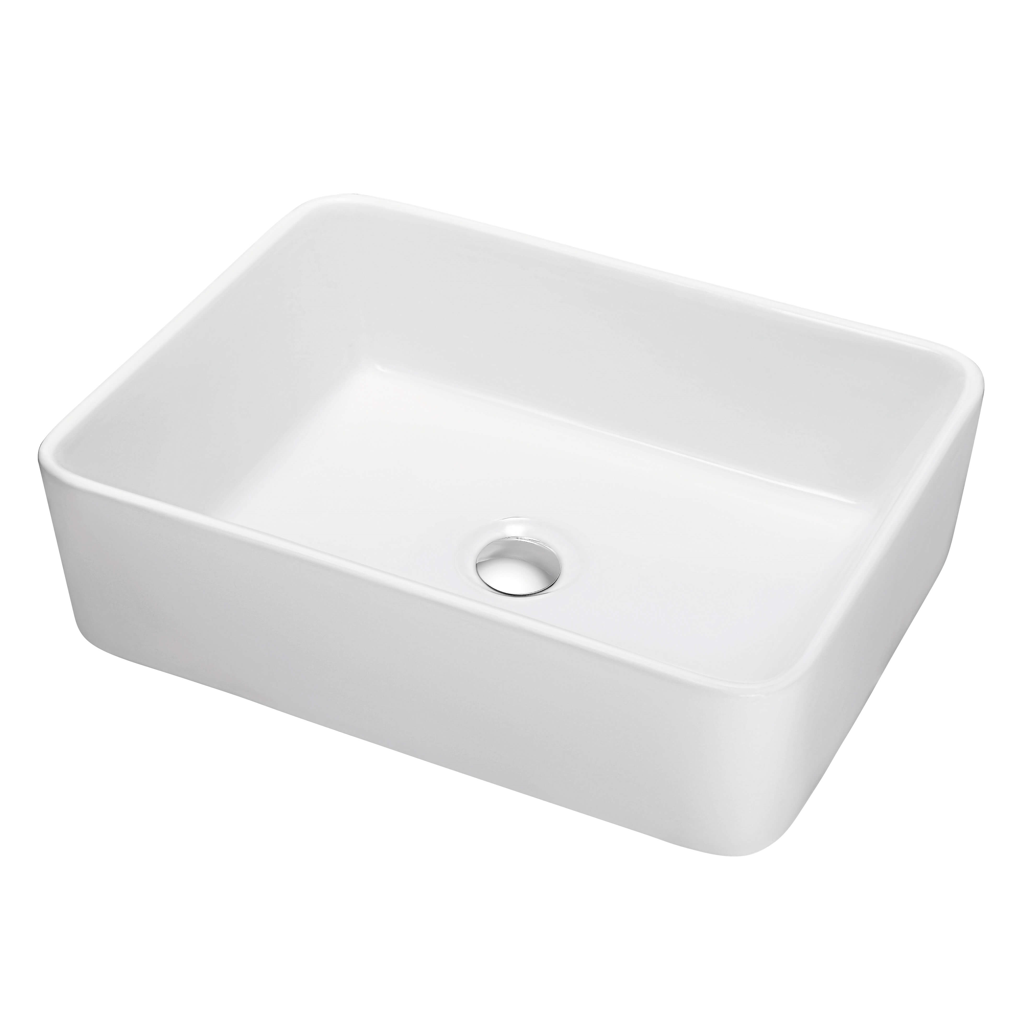 Rectangular Vessel Ceramic Basin 19″ x 15″ - Polished Ceramic Finish, Modern Design
