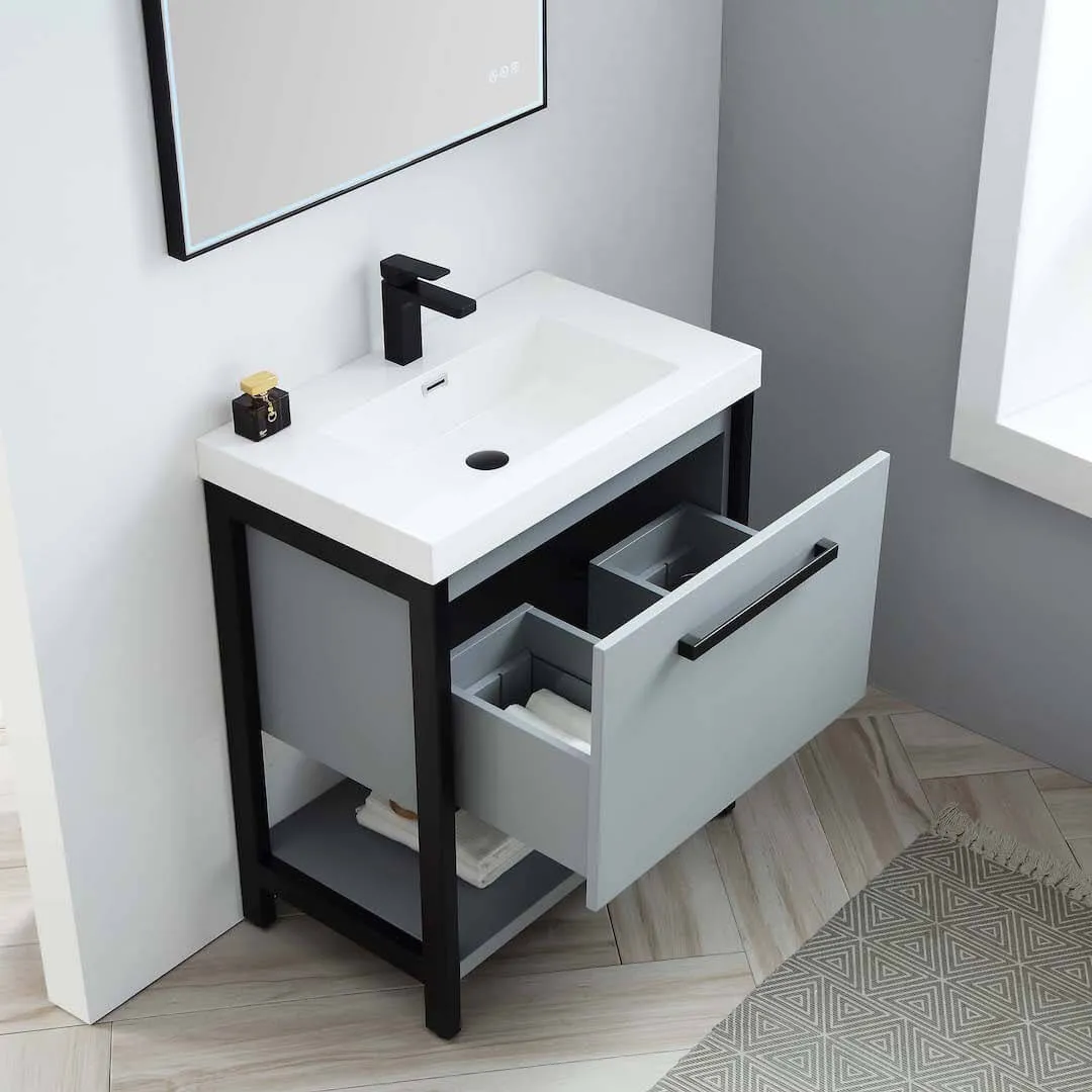 Metal outlet bathroom vanity