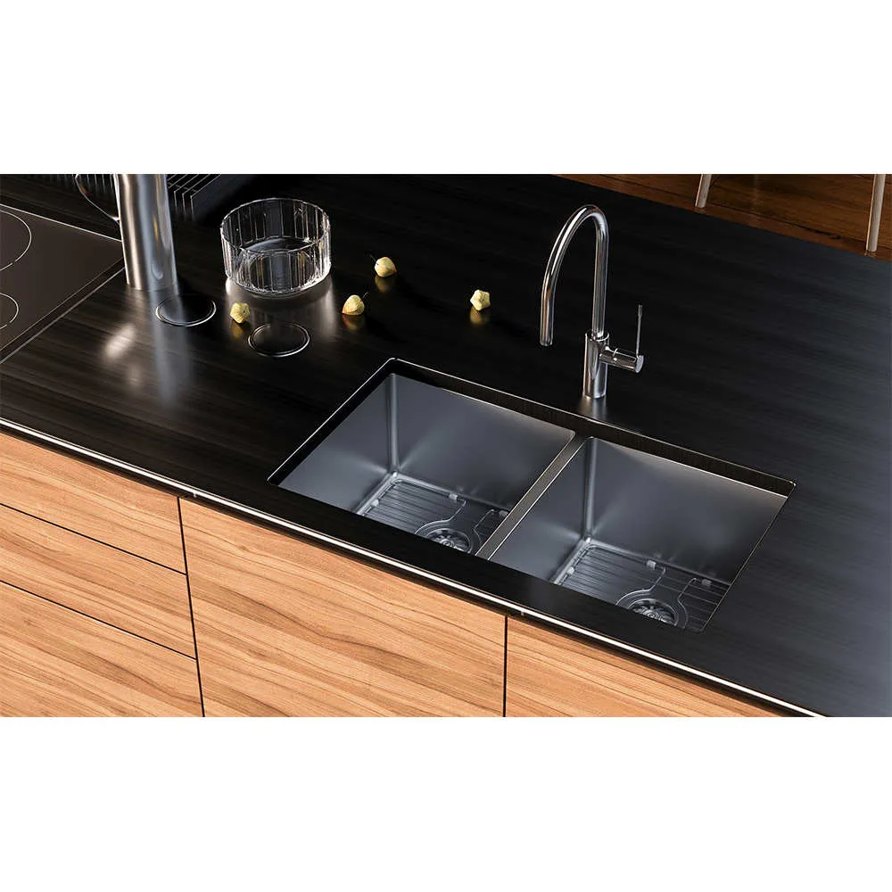 Sharmann 32” X 18” X 9 ½” Double Bowl Undermount Stainless Steel Kitchen Sink 16 Ga