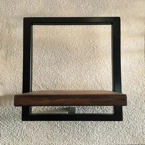Woody Black Color Metal and Solid Wood 10 inch Wall Shelf -An Extra 5% off