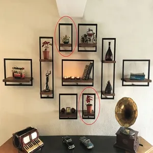 Woody Black Color Metal and Solid Wood 10 inch Wall Shelf -An Extra 5% off