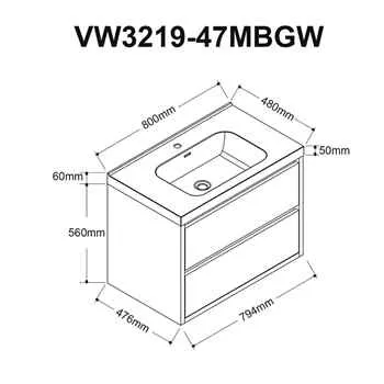 32" Pietra Grey & White Glossy Wall-Mounted Bathroom Vanity Set With Polymarble Top
