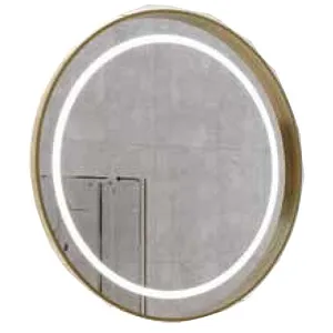 51 1/8" Round Led Metal Gold Covered Mirror