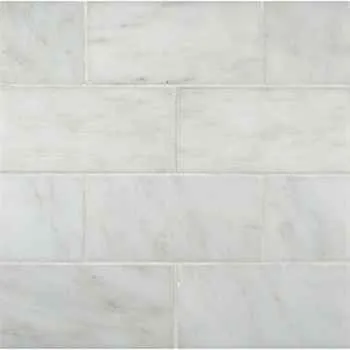 Carrara Arabescato Honed and Polished 3x6 Marble Subway Mosaic Tile in White & Gray