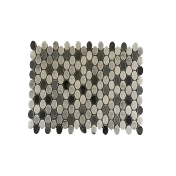 Arabescato Blue-Mixed Polished Marble Mosaic, Oval 12"x12" (Chip Size: 5/8" x 1-1/4")