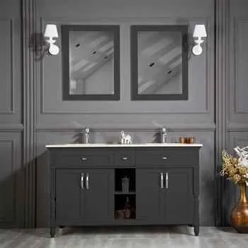 Paterson 60" Anthracite Double Sink Bathroom Cabinet