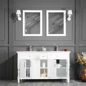 Paterson 72" White Double Sink Bathroom Cabinet