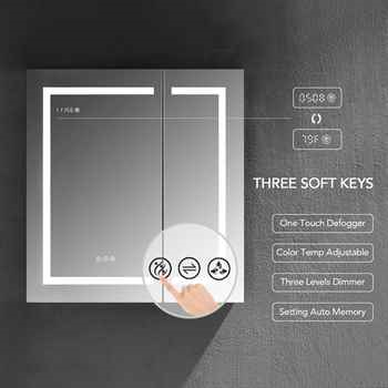 Aspera  LED Medicine Cabinet 36 Black Aluminum Three Doors