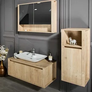 Atlanta 39.5" Oak Vanity: Elegant Bathroom Cabinet with Porcelain Vessel Sink