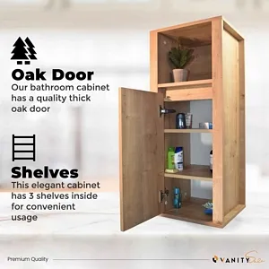 Atlanta 39" Wall-Mounted Oak Linen Cabinet for Bathroom Storage