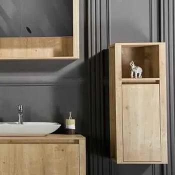 Atlanta 39" Wall-Mounted Oak Linen Cabinet for Bathroom Storage