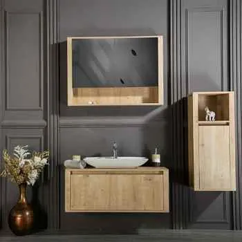 Sapphire Oak 39" Bathroom Vanity - Elegant Medicine Cabinet with Mirror