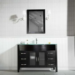 Jersey City 56" Black Bathroom Cabinet (Included Temper Glass Countertop)