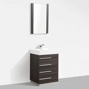 Barcelona Bathroom Vanity 30" Dark Oak With Shiny White Handles  