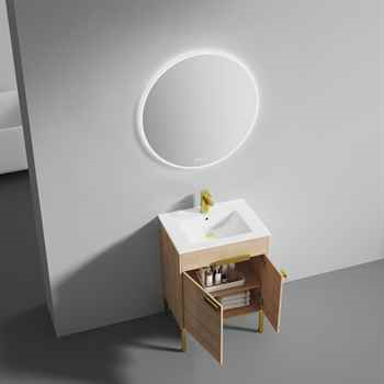 Bari 24 Inch Modern Bathroom Vanity with Maple/ Brush Gold