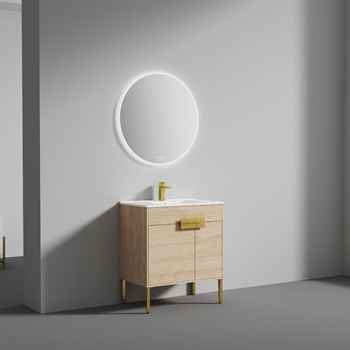 Bari 30 Inch Modern Bathroom Vanity with Maple/ Brush Gold