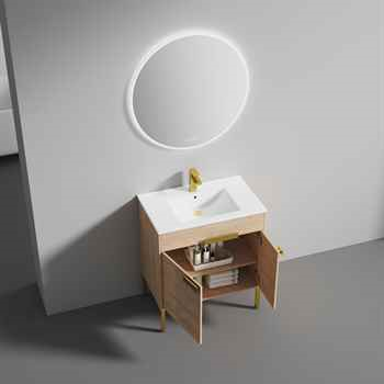 Bari 30 Inch Modern Bathroom Vanity with Maple/ Brush Gold