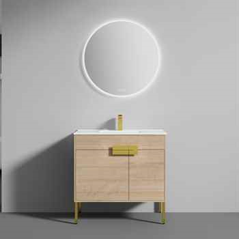 Bari 36 Inch Modern Bathroom Vanity with Maple/ Brush Gold