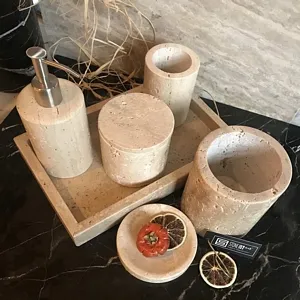 Beige Traverten Bath Set  (6 PIECE)