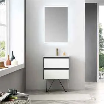 Berlin 24 Inch Bathroom Vanity Glossy White & Glossy Grey All Set