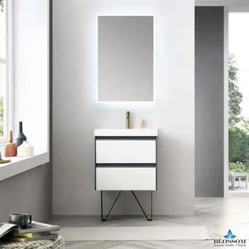 Berlin 24 Inch Bathroom Vanity Glossy White & Glossy Grey All Set