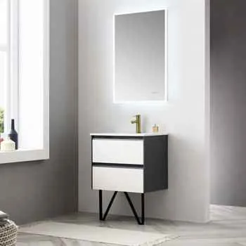Berlin 24 Inch Bathroom Vanity Glossy White & Glossy Grey All Set