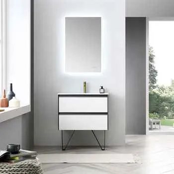Berlin 30" Glossy White & Glossy Grey Bathroom Vanity All Set