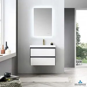 Berlin 30" Glossy White & Glossy Grey Bathroom Vanity All Set