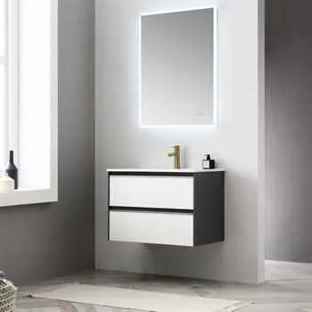 Berlin 30" Glossy White & Glossy Grey Bathroom Vanity All Set