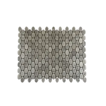 Bianco Carrara Oval Mosaic Polished White & Gray 12"x12" (5/8"x1-1/4" Chip Size)