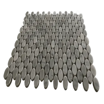 Bianco Carrara Oval Mosaic Polished White & Gray 12"x12" (5/8"x1-1/4" Chip Size)