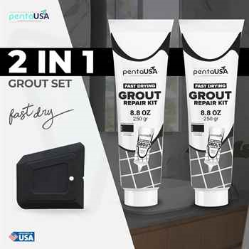 Black 8.8 oz Premixed Grout Repair Kit 2 Pack for Bathroom Kitchen Floors and Walls PentaUSA