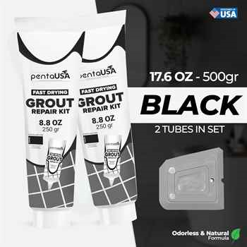 Black 8.8 oz Premixed Grout Repair Kit 2 Pack for Bathroom Kitchen Floors and Walls PentaUSA