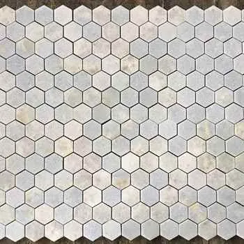 Blue Celeste Hexagon 2" Polished Mosaic White & Blue 12"x12" (2" Chip Size)