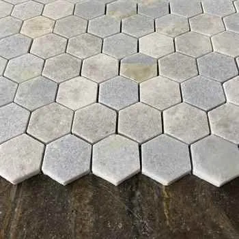 Blue Celeste Hexagon 2" Polished Mosaic White & Blue 12"x12" (2" Chip Size)