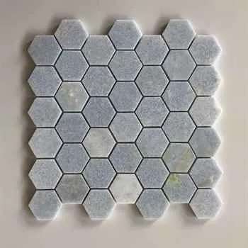 Blue Celeste Hexagon 2" Polished Mosaic White & Blue 12"x12" (2" Chip Size)