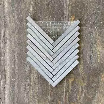 Bluewood Herringbone Mosaic Limestone Honed Marble 7.5"x8.5" (5/8"x6" Chip Size) - <b> Extra 7% off</b>