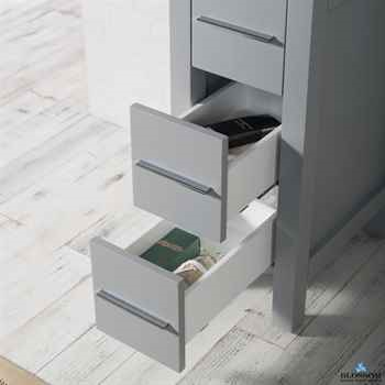 Canberra 12" Side Cabinet - Modern Bathroom Storage Solid wood 12W 29 3/4"H 18"D Metal Gray Glossy 3 Drawers