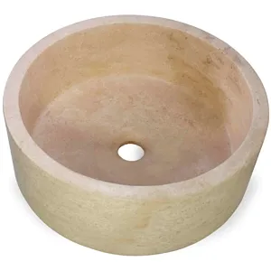 Cherry Hill Bathroom Stone Vessel Sink Marble Crema Marfil Beige Honed H: 6" X Q16" Top Sink