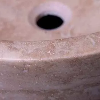 Cherry Hill Bathroom Stone Vessel Sink Marble Crema Marfil Beige Honed H: 6" X Q16" Top Sink