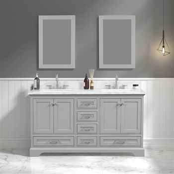 Copenhagen 60 Inch Modern Bathroom Vanity with Metal Grey