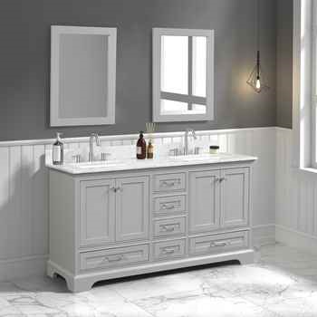 Copenhagen 60 Inch Modern Bathroom Vanity with Metal Grey