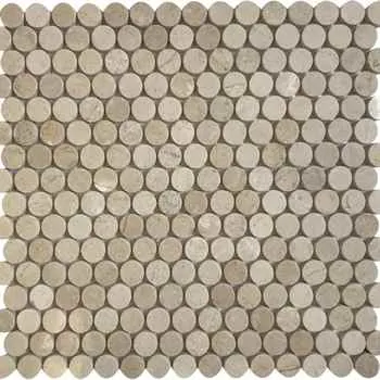 Crema Marfil Penny Round Mosaic Polished Beige Marble 12"x12" (3/4" Chip Size)