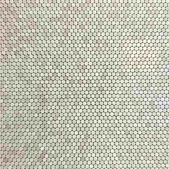 Crema Marfil Penny Round Mosaic Polished Beige Marble 12"x12" (3/4" Chip Size)